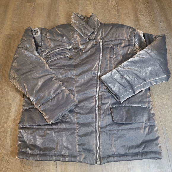 VTG 90S 80S Mulberry Street jacket Size M luminescent silver READ - Picture 1 of 12